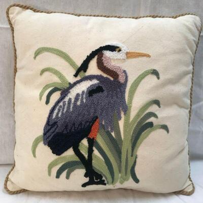 Decorative Needlepoint Blue Heron Throw Pillow YD#020-1220-03014
