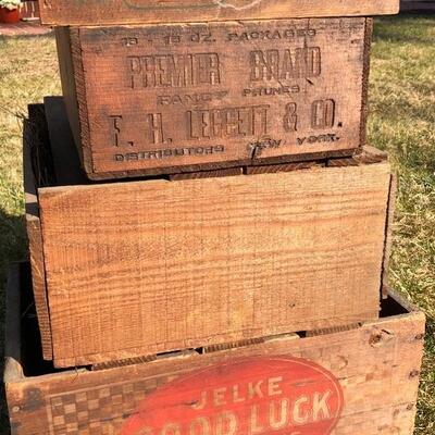 Lot 154 G: Vintage wooden crates and cane handles