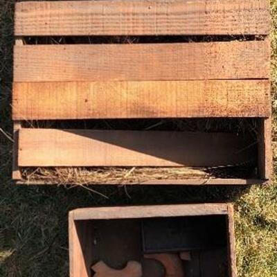 Lot 154 G: Vintage wooden crates and cane handles