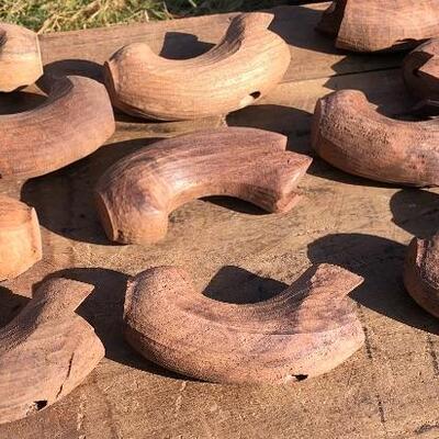 Lot 154 G: Vintage wooden crates and cane handles