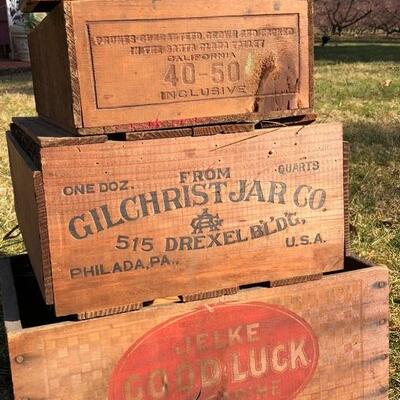 Lot 154 G: Vintage wooden crates and cane handles