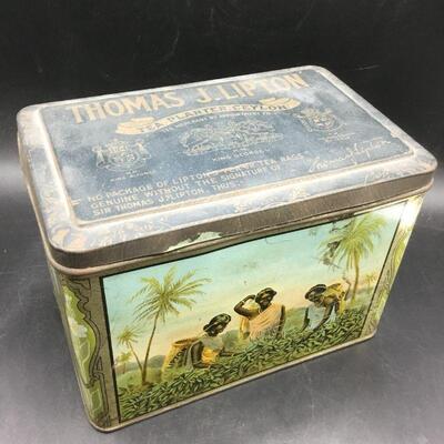 Antique Thomas J. Lipton Tea Tin Box YD#020-1220-00353