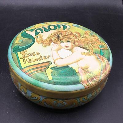 Vintage Art Nouveau Round Salon Face Powder Tin YD#020-1220-00370