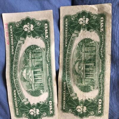 Collection of Thirteen Vintage $2 Bill Notes
