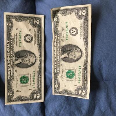 Collection of Thirteen Vintage $2 Bill Notes