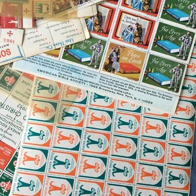 Vintage Collection of Mid Century Annual Seal Stamps Lot of 30+ Sheets