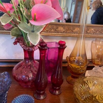 Lot 8. Assortment of colored glass, along with amber stemware--$35