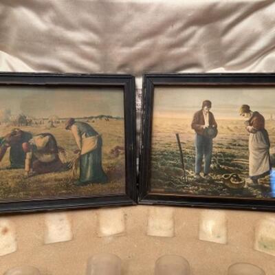 Lot 34. Collection of framed silhouettes, prints, frames and silver plate--$45