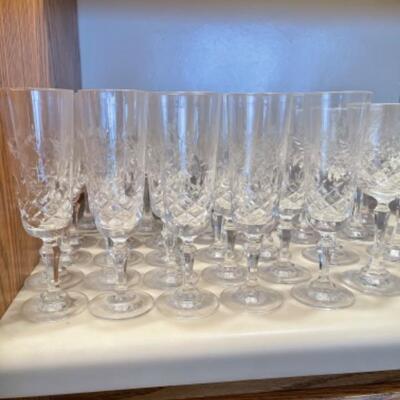 Lot 38. Huge lot of stemwareâ€”wine, water champagne and cordials--$20