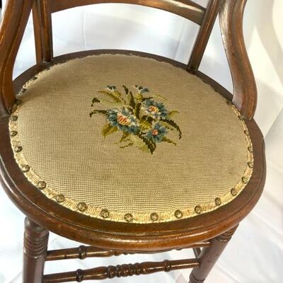 Antique Needlepoint Seat Chair