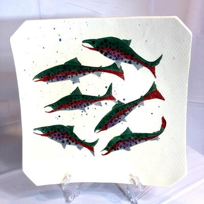 Studio Pottery Salmon Serving Olate