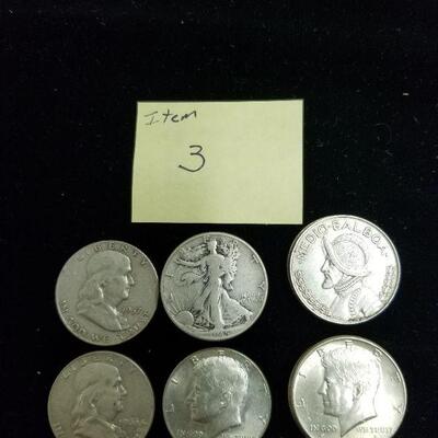 Item (3)  Mixed Silver Half-dollars