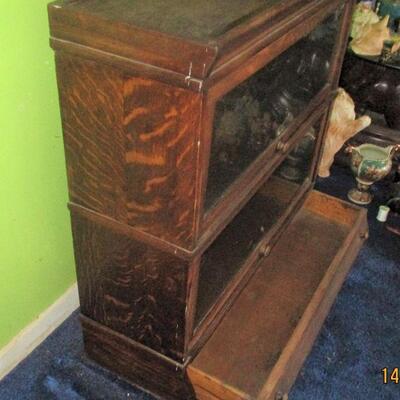 Lot 1 - Antique Wood Lawyers Bookcase w/Drawer LOCAL PICK UP ONLY