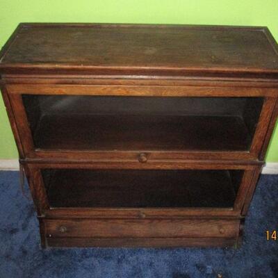 Lot 1 - Antique Wood Lawyers Bookcase w/Drawer LOCAL PICK UP ONLY