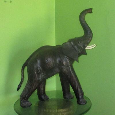 Lot 6 - Very Large Leather Covered Elephant