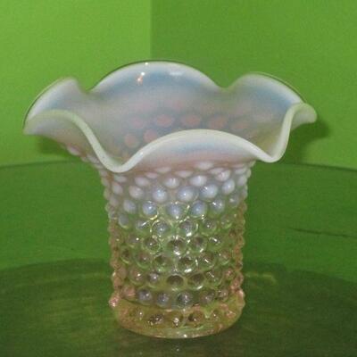 Lot 26 - Pink Hobnail Double Crimp Vase
