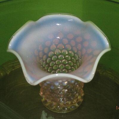 Lot 26 - Pink Hobnail Double Crimp Vase