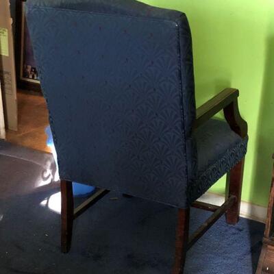 Lot 36 - Blue and Wood Side Chair LOCAL PICK UP ONLY