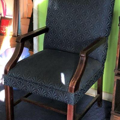 Lot 36 - Blue and Wood Side Chair LOCAL PICK UP ONLY