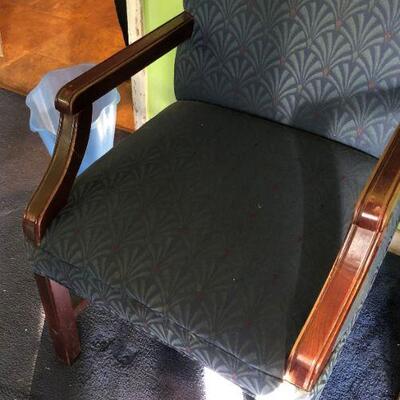 Lot 37 - Blue and Wood Side Chair LOCAL PICK UP ONLY