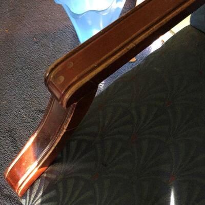 Lot 37 - Blue and Wood Side Chair LOCAL PICK UP ONLY