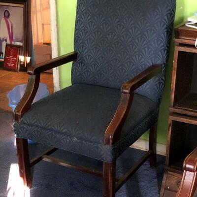 Lot 37 - Blue and Wood Side Chair LOCAL PICK UP ONLY