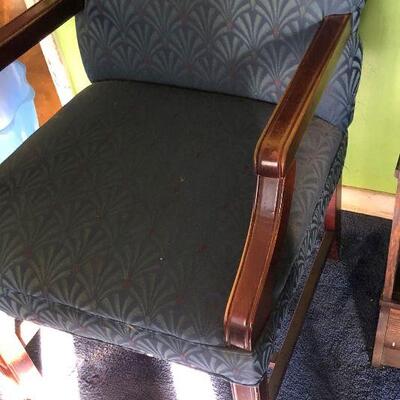 Lot 37 - Blue and Wood Side Chair LOCAL PICK UP ONLY