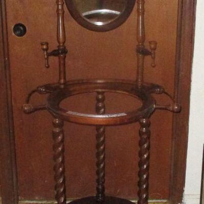 Lot 51 - Vintage Solid Wood Washstand with Bowl LOCAL PICK UP ONLY