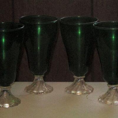 Lot 67 - 4 AH Burple Green Water Goblets