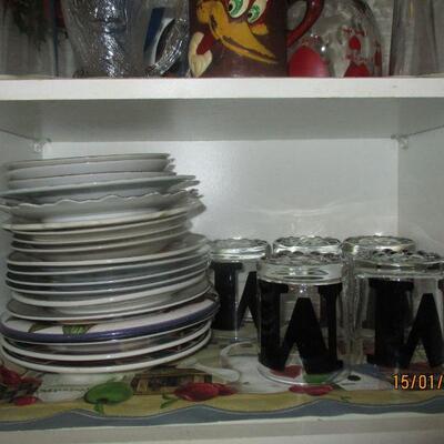 Lot 69 - Cabinet of Glasses and Plates LOCAL PICK UP ONLY