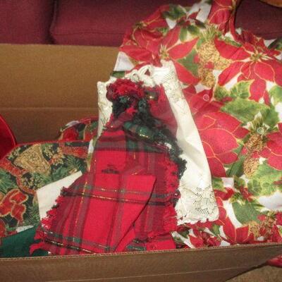Lot 105 - Box of Christmas Linens LOCAL PICK UP ONLY