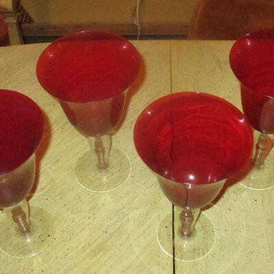 Lot 121 - 4 Large Red Goblets