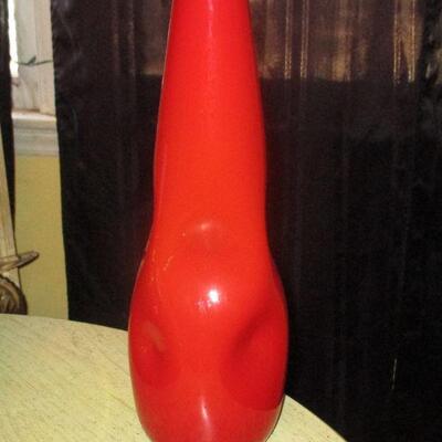 Lot 138 - Red Cased Art Glass Pinched Vase