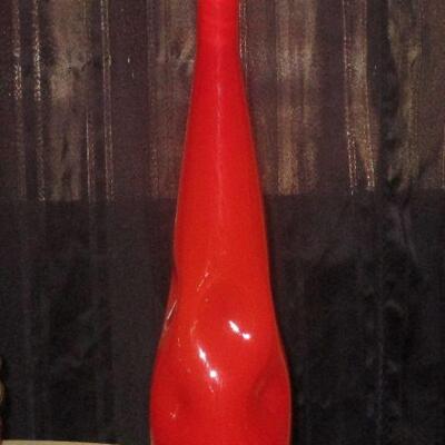 Lot 138 - Red Cased Art Glass Pinched Vase