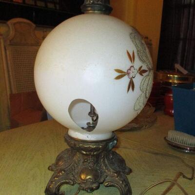 Lot 179 - Vintage Brass and Glass Cherub Lamp  LOCAL PICK UP ONLY