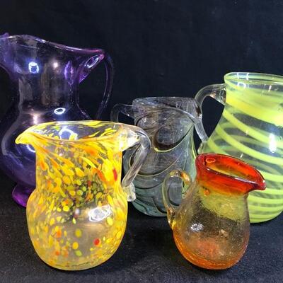 Lot 43:  Hand Blown Glass Pitchers