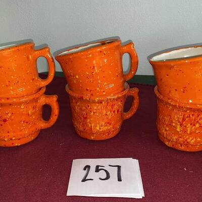 Lot 257 - Vintage Large Orange Coffee Mugs