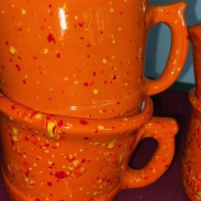 Lot 257 - Vintage Large Orange Coffee Mugs