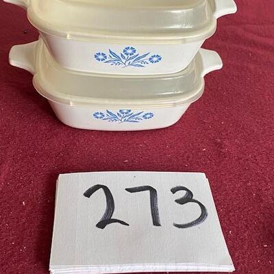 Lot 273 - =1.75 Cup Corningware dishes with lids