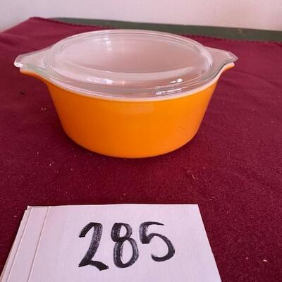 Lot 285 - Vintage Pyrex Orange bowl with lid