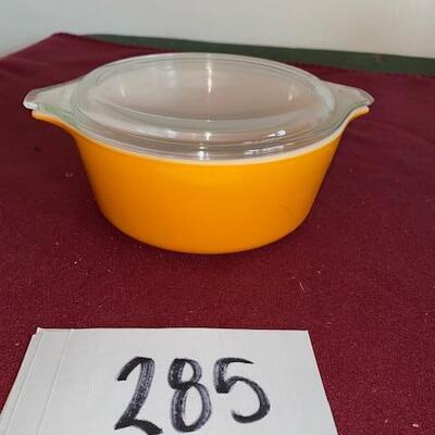 Lot 285 - Vintage Pyrex Orange bowl with lid