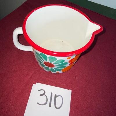 Lot 310 - Enamelware Pitcher with flowers