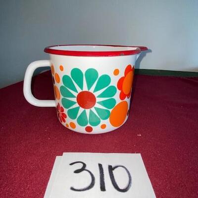 Lot 310 - Enamelware Pitcher with flowers