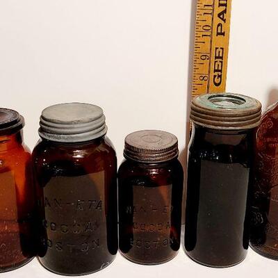 Lot 46: Amber Glass Antique Jars/Bottles