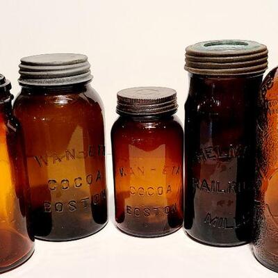 Lot 46: Amber Glass Antique Jars/Bottles