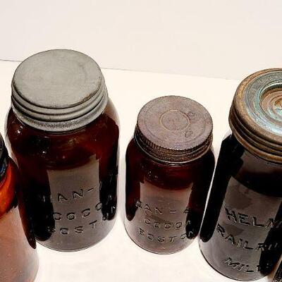 Lot 46: Amber Glass Antique Jars/Bottles