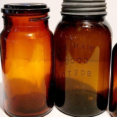 Lot 46: Amber Glass Antique Jars/Bottles