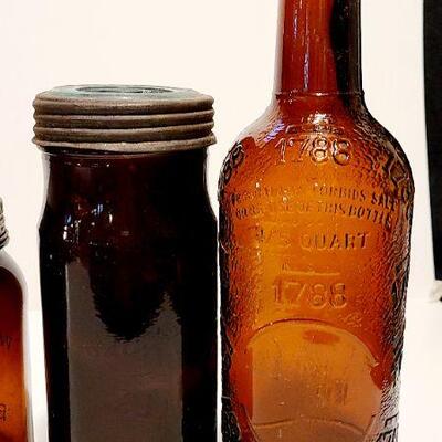 Lot 46: Amber Glass Antique Jars/Bottles