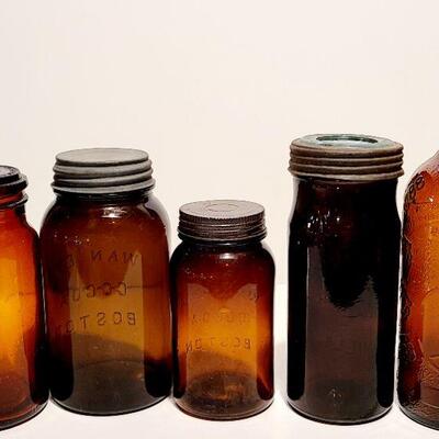 Lot 46: Amber Glass Antique Jars/Bottles