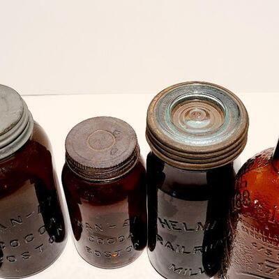 Lot 46: Amber Glass Antique Jars/Bottles